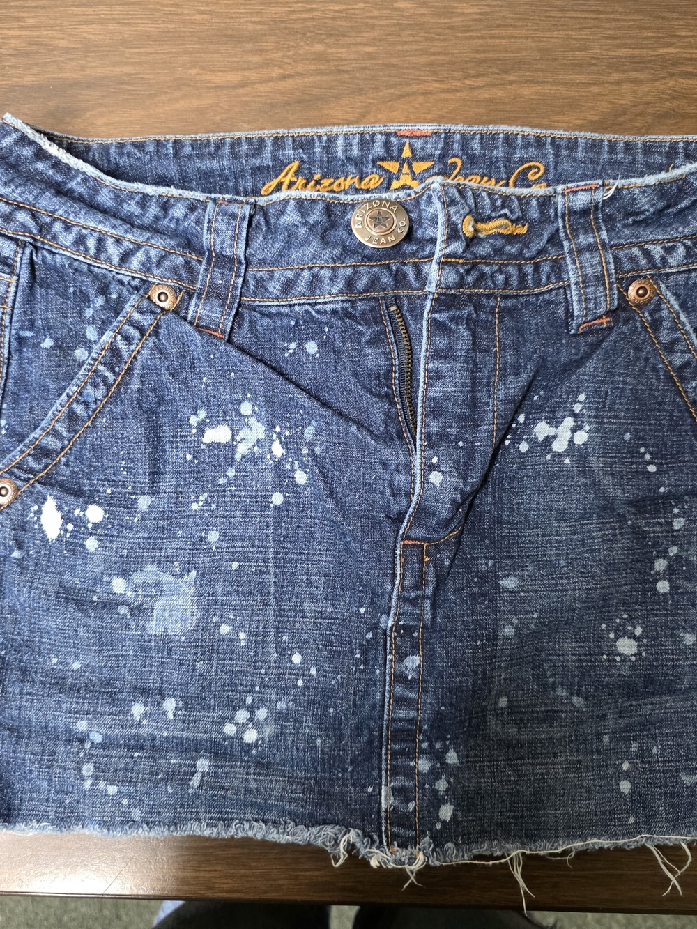 Women's Blue Distressed Denim Mini Skirt